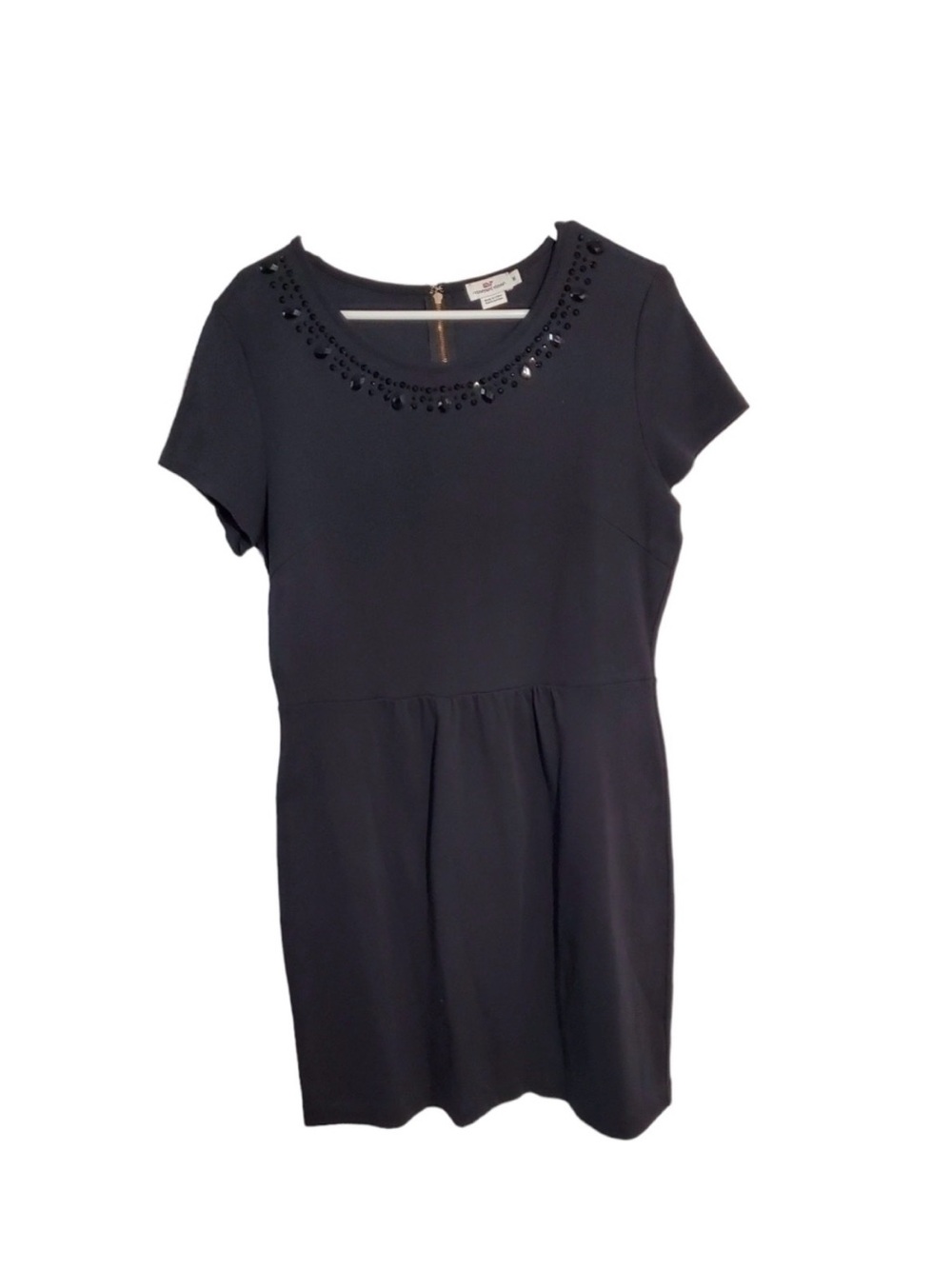 Vineyard Vines Women’s Beaded Black (S) Short Sleeve Cotton Dress